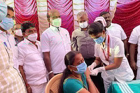 Health Minister Ma Subramanian in a Thoothukudi camp