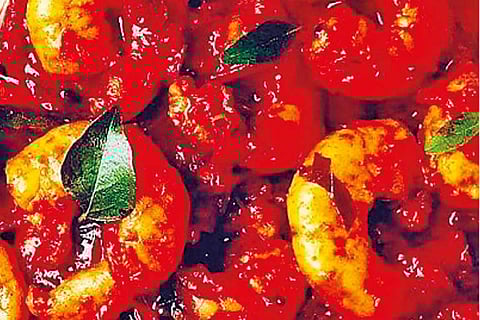 Prawn thokku: This tangy, spicy dish is a burst of flavours