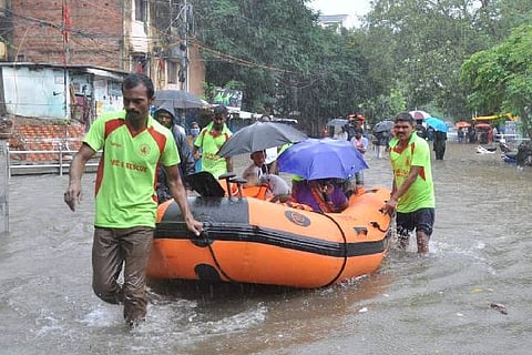 Rescue operation in T Nagar's Vijayaraghava road. photo: Manivasagan