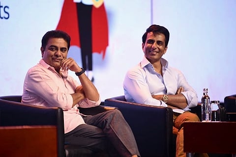 Telangana's cabinet minister K.T. Rama Rao and Actor Sonu Sood