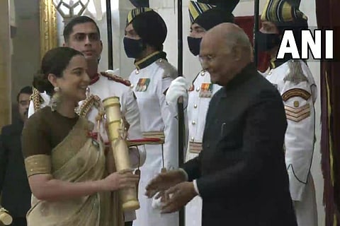 Actor Kangana Ranaut conferred with Padma Shri award (Photo: ANI)