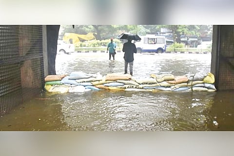 An inundated Chennai street on Monday