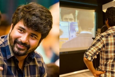 Sivakarthikeyan in the recording studio (in the right).
