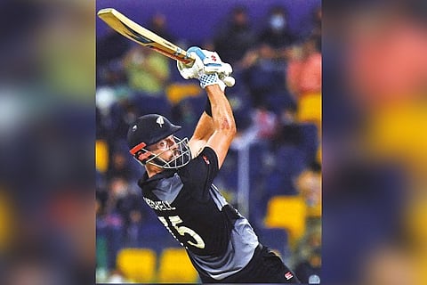 Daryl Mitchell plays a shot during his match-winning innings