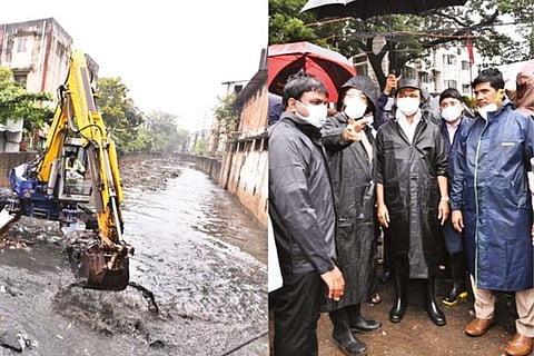 Stalin inspects the cleaning of a canal on Vijayaraghava Road in T Nagar