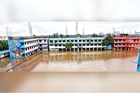 A school in rain battered area
