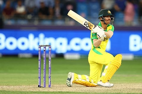 Warner came good when much needed. Image Courtesy: Twitter - @T20WorldCup