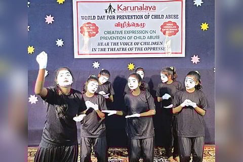 Theatre of oppressed titled Vizhithezhu on the campus of Karunalaya Social Service Society on Friday