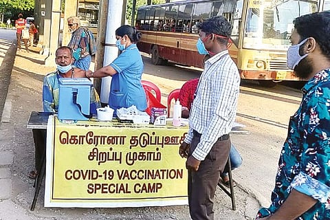 Vaccination camps were organized in malls, bus stands, railway stations, and other areas across TN