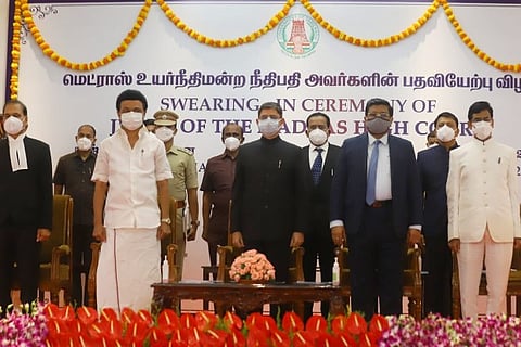 Tamil Nadu governor R N Ravi administers oath of office to Acting Chief Justice of Madras High Court