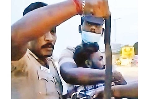 The police team was on patrol when five men were spotted carrying machetes