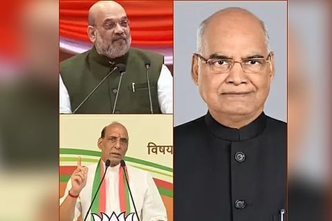 (from left) Amit Shah, Rajnath Singh and Ram Nath Kovind (Source: IANS)
