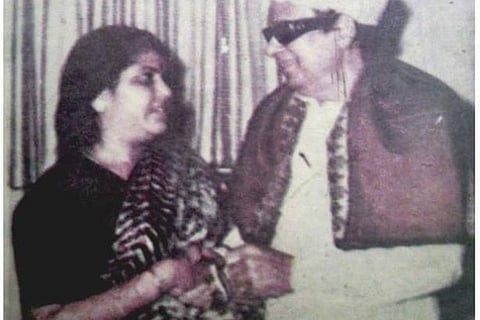MGC Leelavathi with her uncle MGR (Source: Twitter)