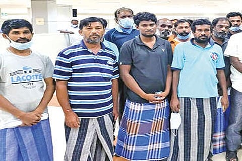 The fishermen at the Chennai airport