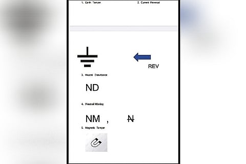 Signs of tamper events that will be visible on the electronic energy meters