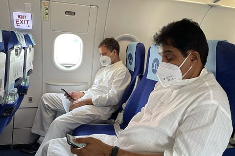 Rahul Gandhi in the flight to Lucknow