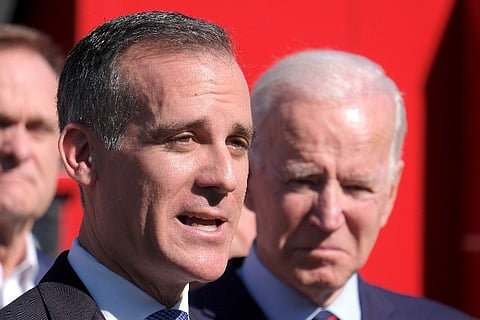 US President Joe Biden and Eric Garcetti (Image courtesy: Reuters)