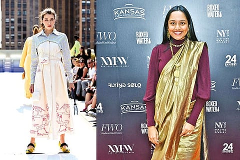 A model walking the ramp in handmade collection and Dhanya Balasubramanian