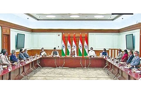 Representatives from seven vaccine makers during the meeting with PM
