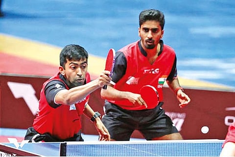 Harmeet Desai (left) and Sathiyan Gnanasekaran