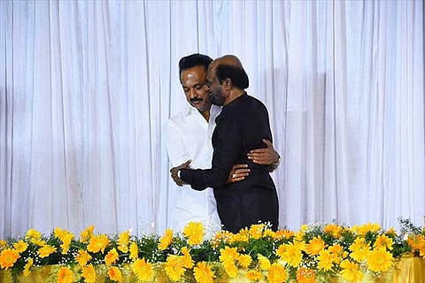 Rajinikanth with Stalin. File photo