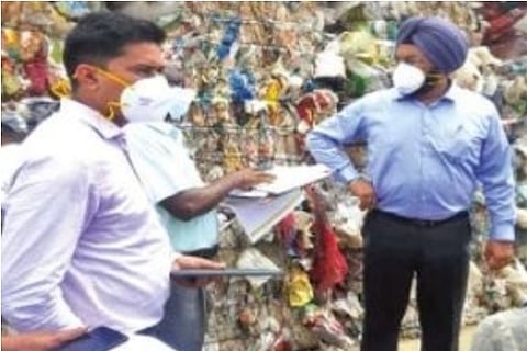 Greater Chennai Corporation Commissioner Gagandeep Singh Bedi inspects a dumping yard