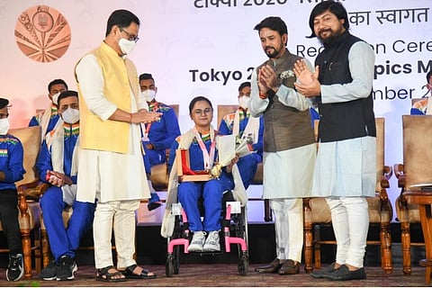 Tokyo Paralympics medallists felicitated by Sports Minister Anurag Thakur (Image: Twitter)