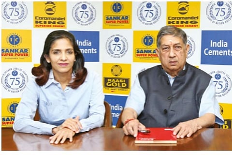 File Photo : N Srinivasan, VC-MD, with Whole Time Director, Rupa Gurunath