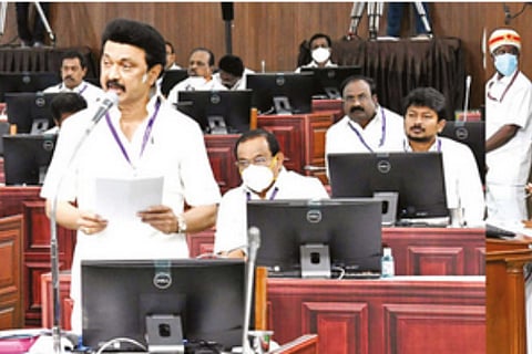 hief Minister MK Stalin addressing the House on Wednesday