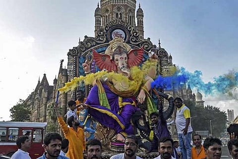 File photo of a Ganesh ideal being taken on a procession