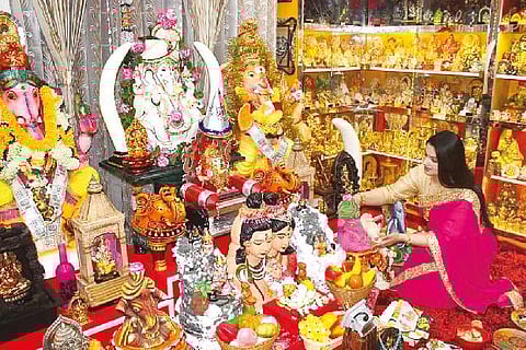 Manju Bhashini with her idol collection.