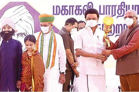 CM inaugurating the year-long celebrations planned to mark Mahakavi Bharathiyar?s death centenary