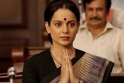 A scene from film ?Thalaivi? in which Kangana Ranaut stars as AIADMK leader J Jayalalithaa