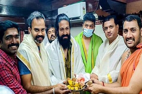 Yash and Prashanth Neel at a Mangaluru temple (Credit: ANI)