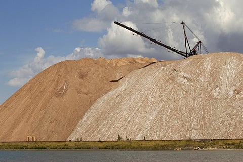 A general view shows waste heaps at Belaruskali potash mines (Credit: Reuters)