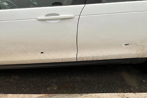 Two people fire bullets at AIMIM chief Owaisi's convoy (Credit: ANI)