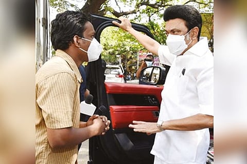 Chief Minister MK Stalin, on Thursday, met a student from AP on his way to Secretariat.