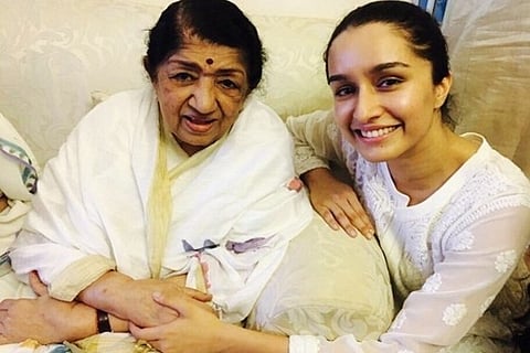 Actress Shraddha Kapoor with Singer Lata Mangeshkar (Image Credit: ANI)