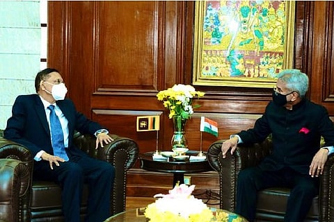 External Affairs Minister S Jaishankar with his Lankan counterpart G L Peiris