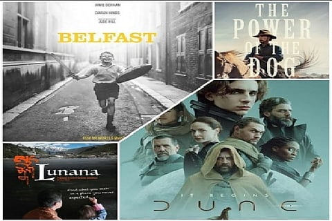 Posters of 'Belfast', 'The Power of the Dog', 'Drive My Car'