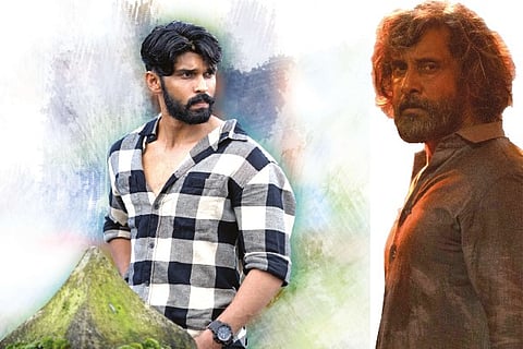 Dhruv Vikram (left) and Vikram (right)