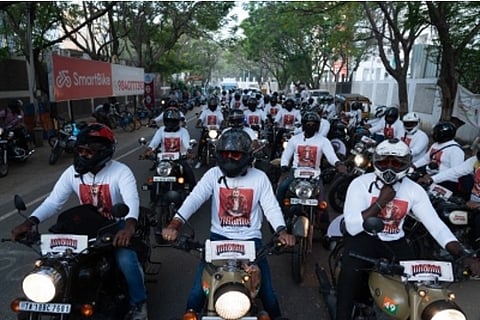 Vikram's fans taking out a rally.