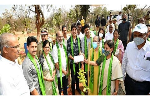 Nagarjuna laid the foundation stone along with his wife Amala (Image Courtesy: IANS)