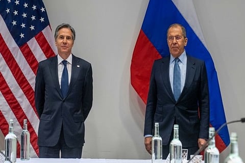 US Secretary of State Antony Blinken with Russian Foreign Minister Sergey Lavrov (Image Credit: ANI)