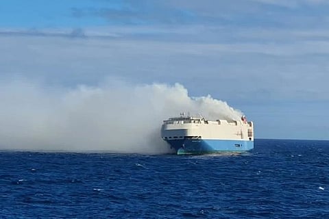 The Felicity Ace cargo ship was carrying thousands of Volkswagen Group vehicles (Credit: Bloomberg)