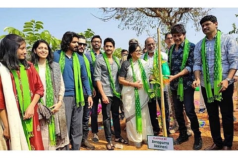 Nagarjuna lays the foundation stone (Source: IANS)