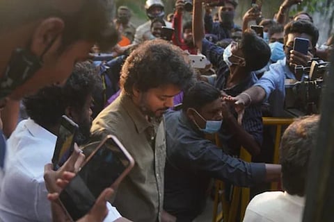 Actor Vijay stepped out on Saturday to cast his vote