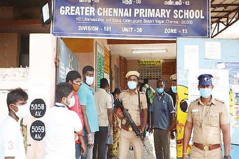 Very few voters seen at Odaikuppam polling station in Besant Nagar on Monday
