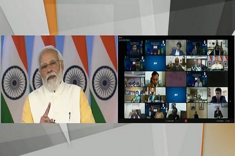 Prime Minister Narendra Modi addresses a webinar on defence sector (Photo/ANI)