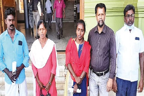 Parents of students studying in Ukraine at the Karur Collectorate on Friday